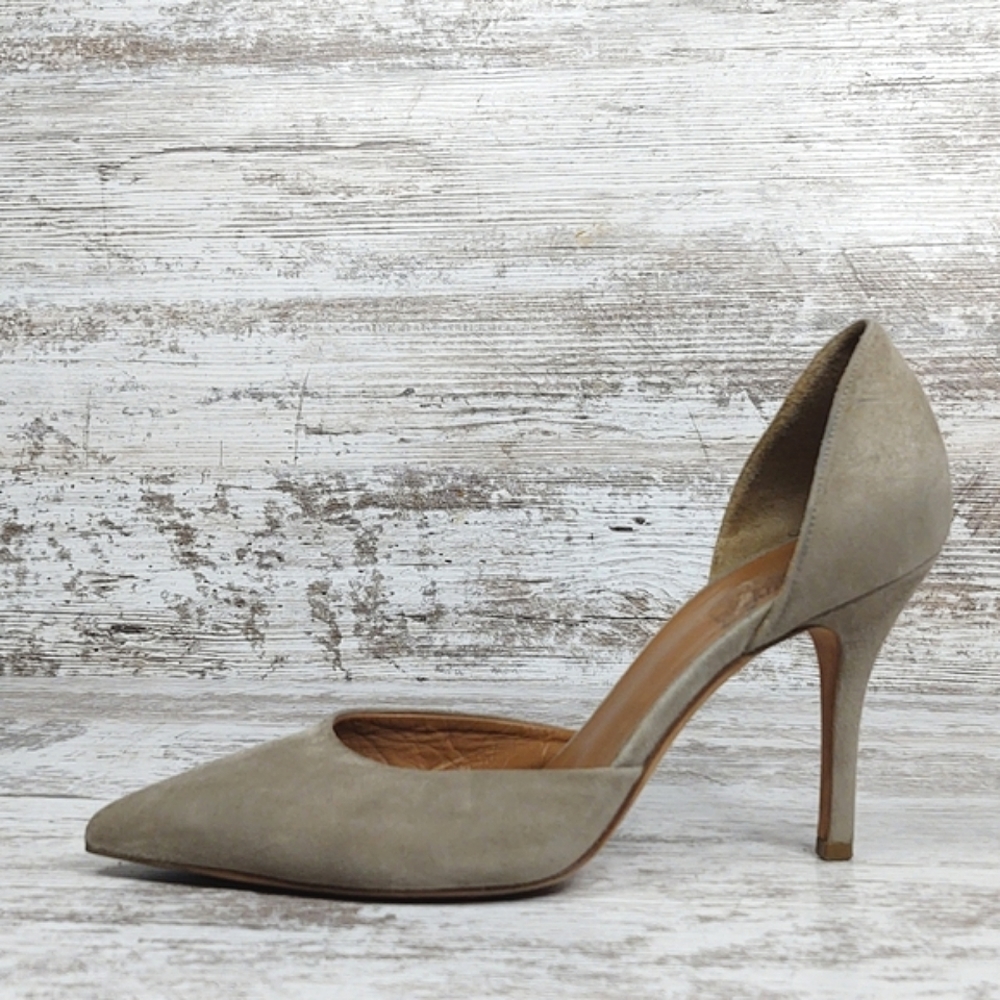 Vince Celeste Taupe Suede Leather D'orsay Pumps